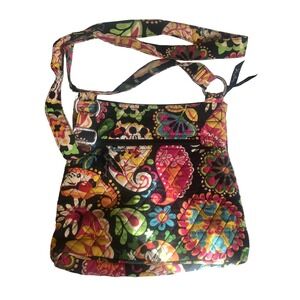 Vera Bradley Disney Parks Mickey Mouse Floral Quilted Crossbody Bag Black Multi